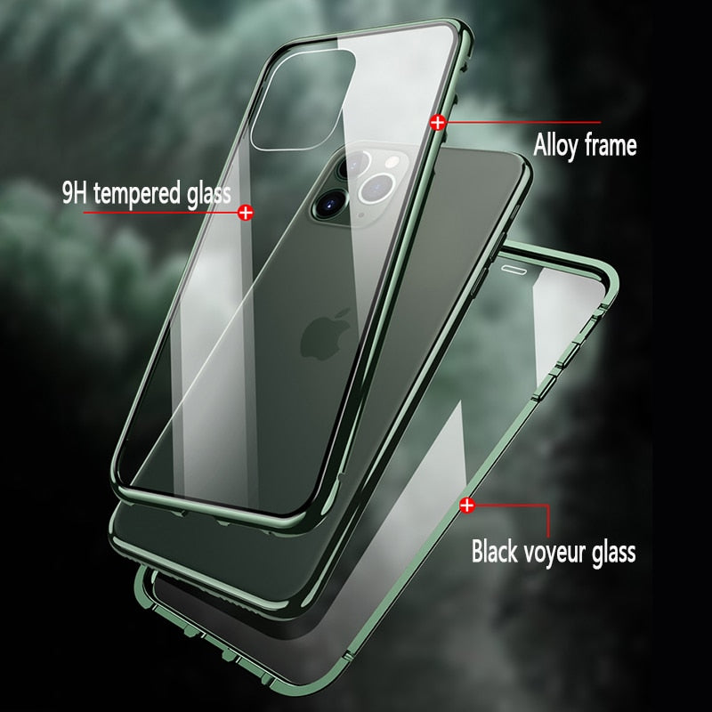 360 Metal Magnetic Case For iPhone 12 13 Mini 11 12 13 14 Pro Max Cases For iPhone X XR XS MAX 7 8 6 6S Plus SE 2020 Cover Coque