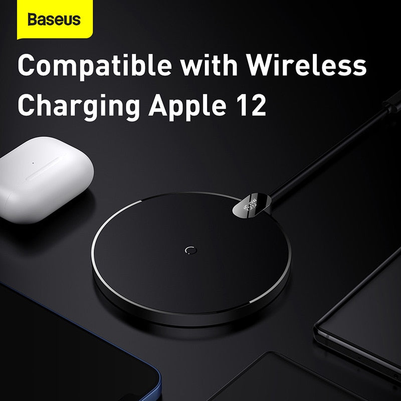 Baseus 15W Qi Wireless Charger For iPhone 13 12 Pro Max Digital Display Fast Wireless Charging  For Samsung Xiaomi pad 5 HuaWei