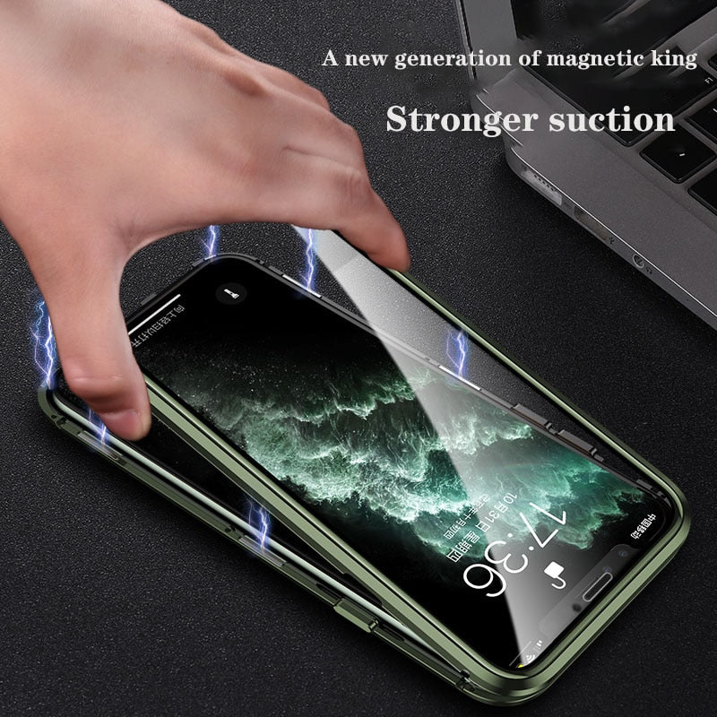 360 Metal Magnetic Case For iPhone 12 13 Mini 11 12 13 14 Pro Max Cases For iPhone X XR XS MAX 7 8 6 6S Plus SE 2020 Cover Coque