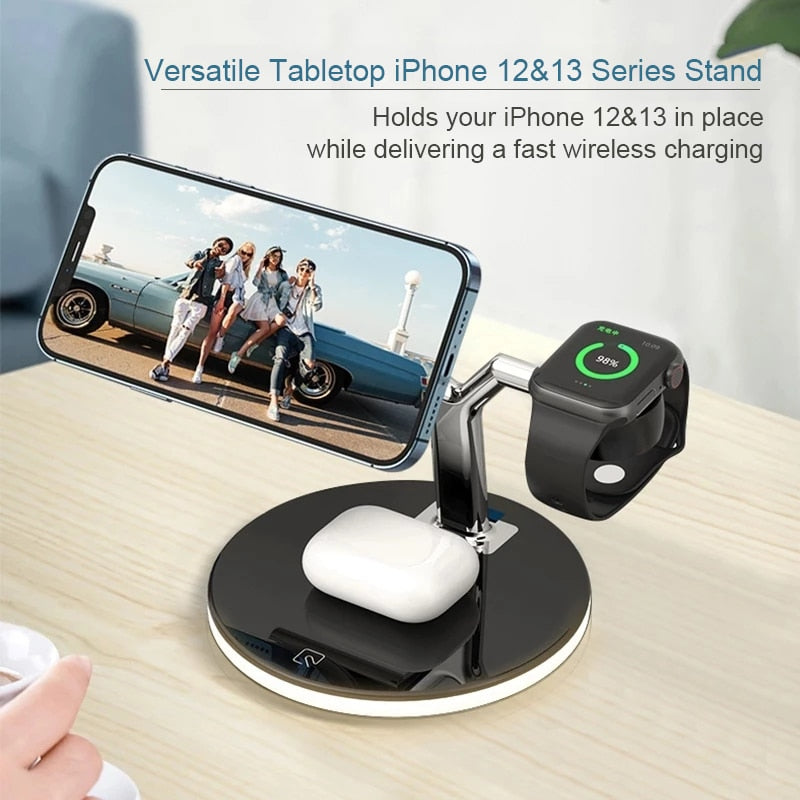 3 in 1 Magnetic Wireless Charger Stand For iPhone 12 13 Mini Pro Max/Apple Watch 15W Fast Charging Dock Station For Airpods Pro