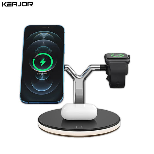 3 in 1 Magnetic Wireless Charger Stand For iPhone 12 13 Mini Pro Max/Apple Watch 15W Fast Charging Dock Station For Airpods Pro